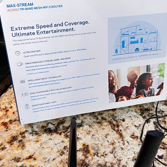 Linksys MR9000 Max Stream AC3000 Tri-Band Mesh Wifi 5 Router - Picture 8 of 10